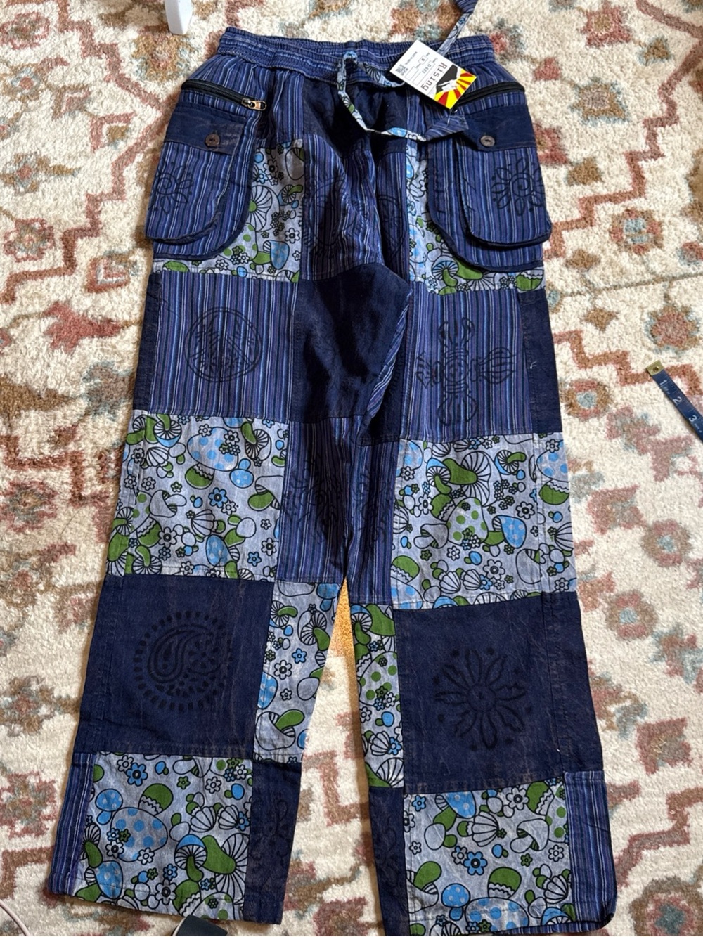 Bohemian Patchwork mushrooms small rising international new with tags blue